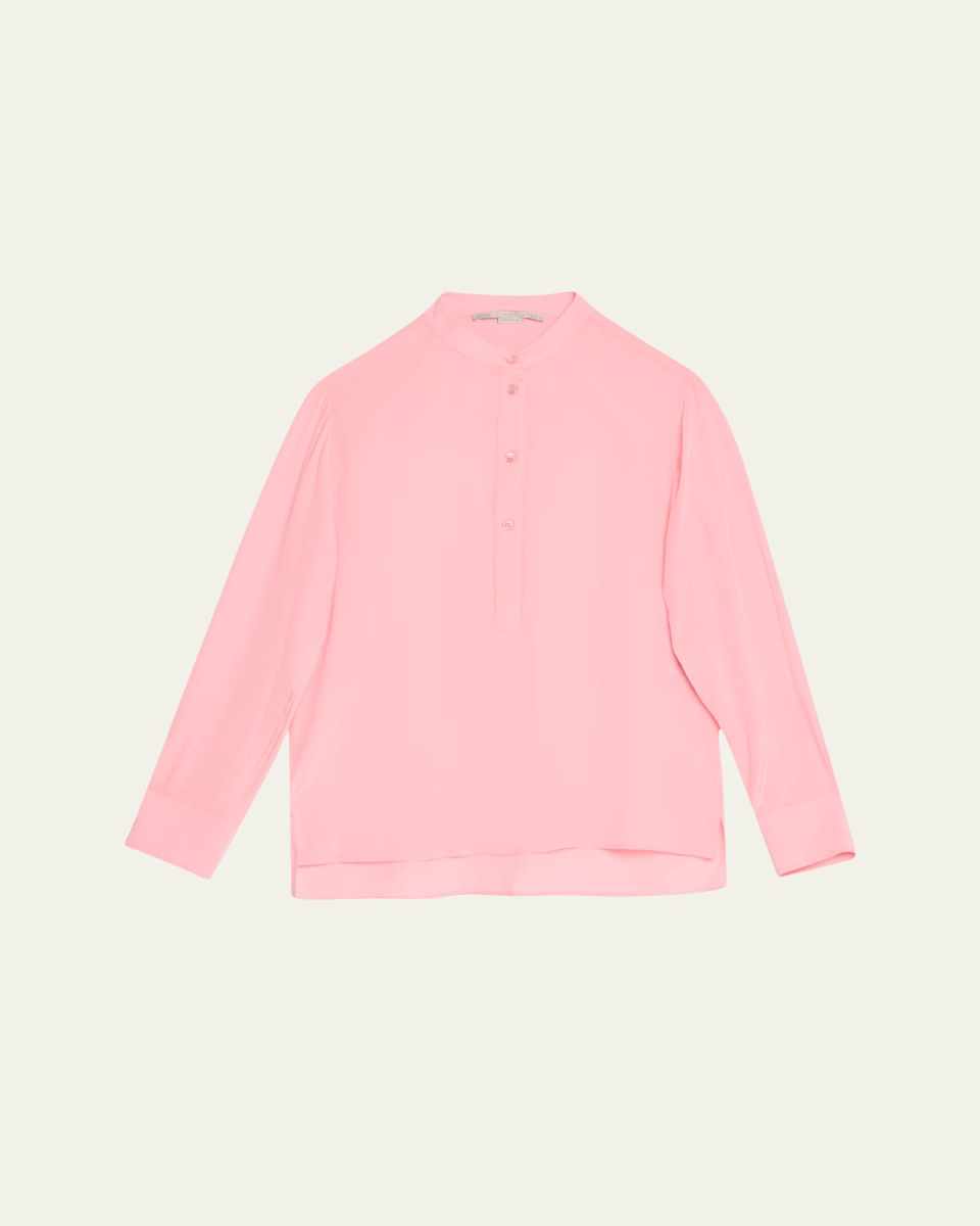 Ava Silk Henley Blouse